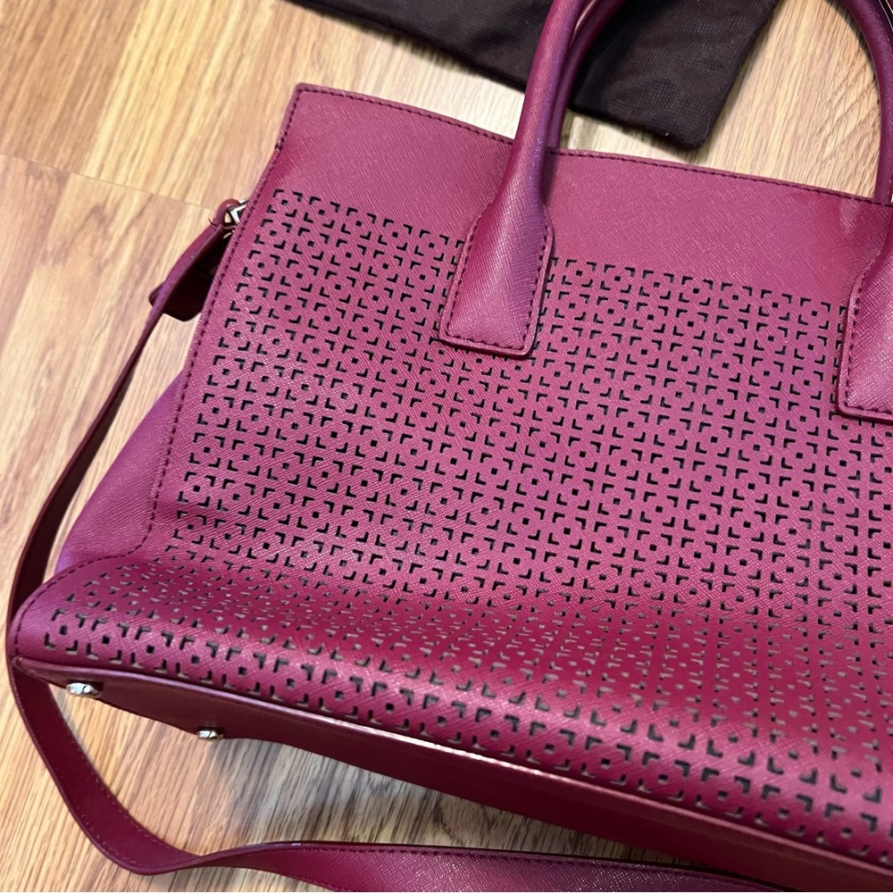 Kate Spade Cameron Street perforated Candace Maroon Satchel with dust bag - Picture 14 of 14